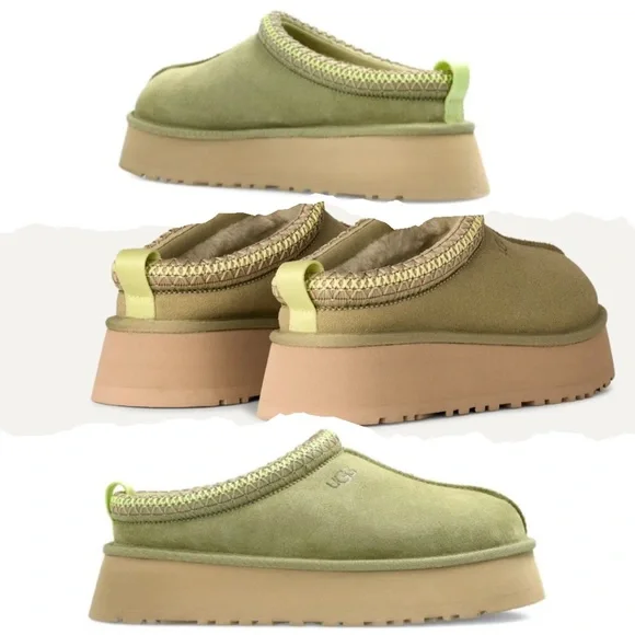 UGG Olive Suede Platform Tazz II Women's Slipper Muted Brass Size 10 New in box - Picture 2 of 11